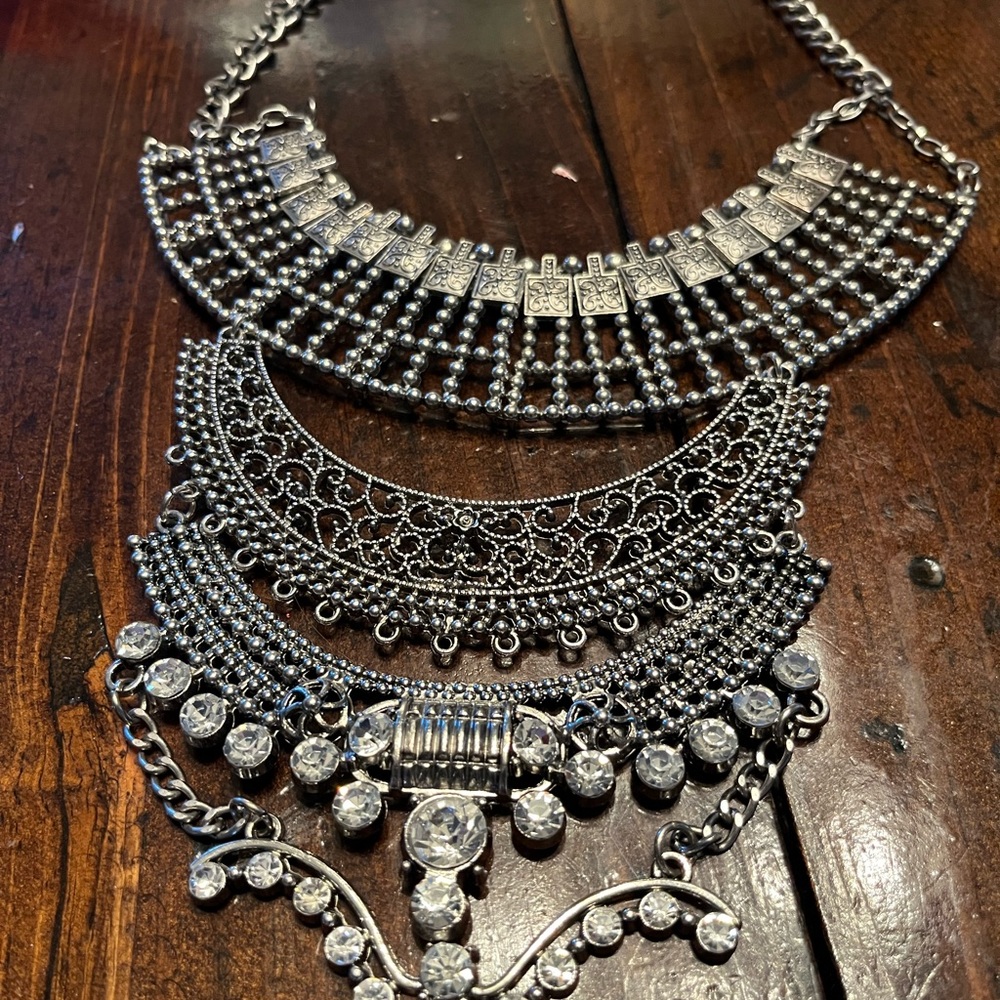 Intricate Silver Layered Necklace